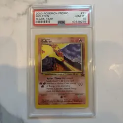 2000 Pokemon Moltres Black Star Movie Promo #21 PSA 10 Gem Mint - Image 1