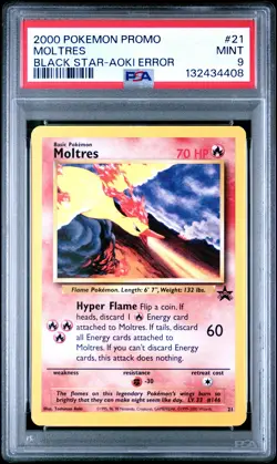 2000 POKEMON PROMO BLACK STAR TOSHINAO AOKI ERR #21 MOLTRES PSA 9 - Image 1
