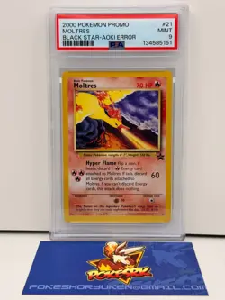 Pokemon 2000 PSA 9 Black Star Promo Moltres Aoki Error 21 - Image 1