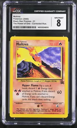 Moltres 2000 Black Star Promo #21 Corrected Illustrator CGC Grade 8 Pokemon Card - Image 1