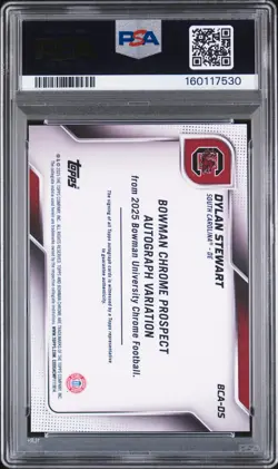 Dylan Stewart 2025 Bowman University Chrome Prospect Auto #DS Red Shim /5 PSA 9 - Image 2