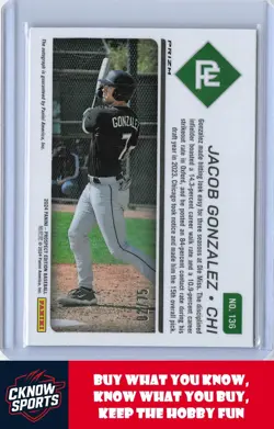 2024 Panini Prospect Edition #136 Jacob Gonzalez Blue Wave Signatures Holo #/75 - Image 2