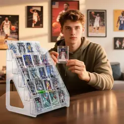 Trading Card Display Stand, 5 Tier Vertical Holder for Baseball Basketball Spor - Image 1