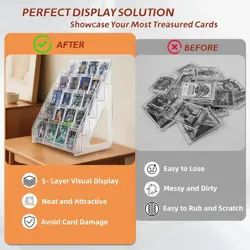 Trading Card Display Stand, 5 Tier Vertical Holder for Baseball Basketball Spor - Image 3