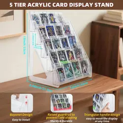 Trading Card Display Stand, 5 Tier Vertical Holder for Baseball Basketball Spor - Image 4