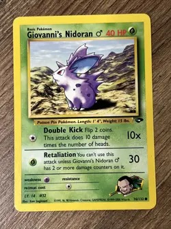 Pokemon GIOVANNI'S NIDORAN Card GYM CHALLENGE Set 76/132 COMMON (Unlimited) - Image 1