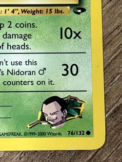 Pokemon GIOVANNI'S NIDORAN Card GYM CHALLENGE Set 76/132 COMMON (Unlimited) - Image 3