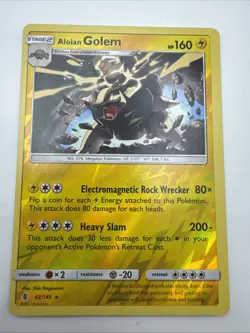Pokemon Card Alolan Golem Guardians Rising Reverse Holo Rare 42/145 NM - Image 1