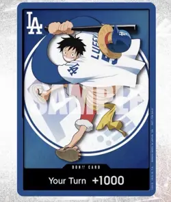 1x ONE PIECE 2026 LA DODGERS MONKEY.D.LUFFY DON CARD PROMO 7/2/26 SEALED - Image 2
