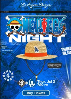 2026 Los Angeles Dodgers Monkey D Luffy One Piece Card / Straw Hat 7/2 In Hand - Image 3