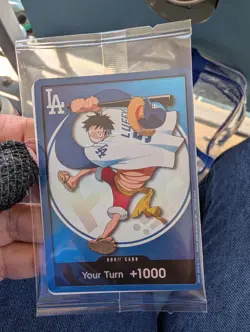 2026 Los Angeles Dodgers Monkey D Luffy One Piece Card / Straw Hat 7/2 In Hand - Image 5