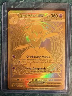 Pokemon Mega Gardevior EX Full Art Gold Foil Card 187/132 ME01 HP 360 EX MINT !! - Image 1