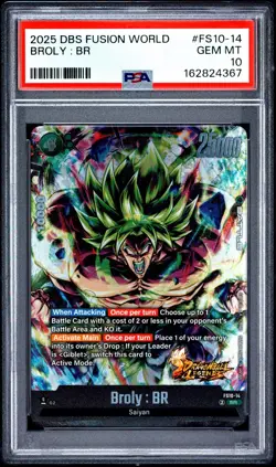 Dragon Ball Fusion World Card Game Broly BR FS10-14 Foil SR PSA 10 - Image 1