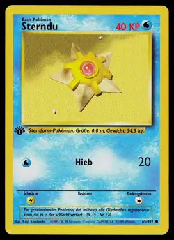 Pokemon Card - Staryu GERMAN Base Set 65/102 Common 1st Edition - Image 1