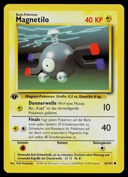 Pokemon Card - Magnemite GERMAN Base Set 53/102 Common 1st Edition - Image 1