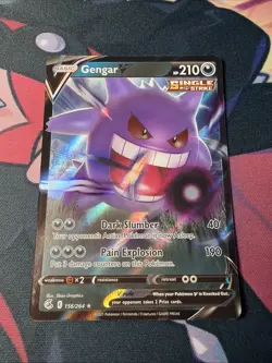 Pokemon TCG Gengar v Fusion Strike Ultra Rare Card Swsh08: 156/264 NM Condition - Image 1