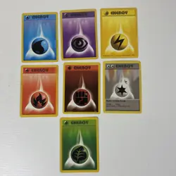 Lot of All 7 vintage Pokemon Base Set Energy Cards LP Double Colorless 96-102 - Image 1