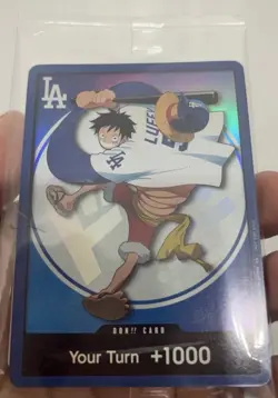 ONE PIECE X DODGERS PROMO MONKEY D LUFFY DON CARD IN HAND - Image 1