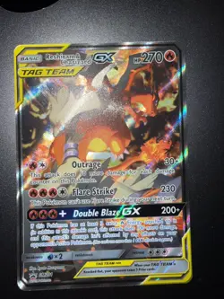 Pokemon Reshiram & Charizard GX TAG TEAM Black Star Promo Holo SM201 Full Art - Image 1