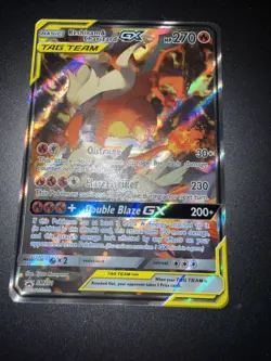 Pokemon Reshiram & Charizard GX TAG TEAM Black Star Promo Holo SM201 Full Art - Image 4