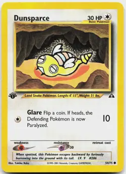 Dunsparce 54/75 Common Neo Discovery Pokemon 1st Edition Heavily Played - Image 1