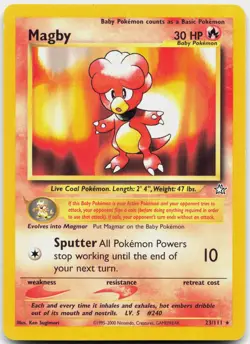 Magby 23/111 Rare Neo Genesis Pokemon Unlimited Heavily Played - Image 1