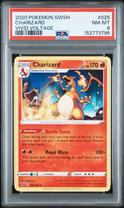 2020 Pokemon Sword & Shield Vivid Voltage #025 - PSA NM-MT 8 - CHARIZARD - Image 1