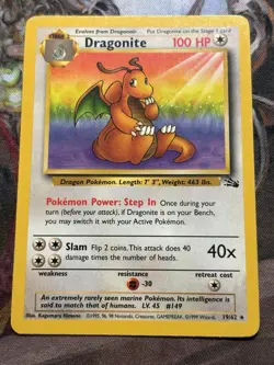 Pokemon - 1x Dragonite 19/62 - Unlimited Non Holo Fossil LP - Image 1