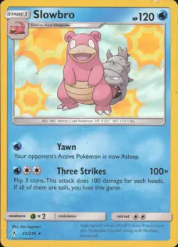 Slowbro 43/214 Holo Rare Unbroken Bonds Pokemon Heavily Played - Image 1