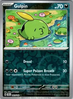 Gulpin 91/142 Common Stellar Crown Pokemon Reverse Holo Lightly Played - Image 1