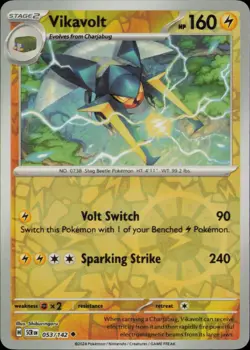 VIKAVOLT 53/142 UNCOMMON STELLAR CROWN POKEMON REVERSE HOLO NM - Image 1