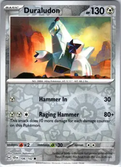 Duraludon 106/142 Common Stellar Crown Pokemon Reverse Holo Near Mint - Image 1