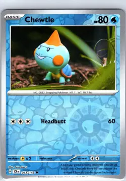 Chewtle 43/142 Common Stellar Crown Pokemon Reverse Holo Near Mint - Image 1