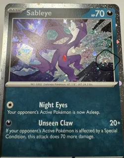 ERROR HOLO BLEED & SWIRL Sableye 136/193 Cosmo Holo Paldea Evolved Pokemon - Image 2
