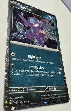 ERROR HOLO BLEED & SWIRL Sableye 136/193 Cosmo Holo Paldea Evolved Pokemon - Image 3