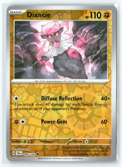 Diancie 86/142 Uncommon Stellar Crown Pokemon Reverse Holo Near Mint - Image 1