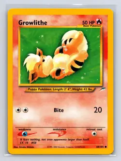 Growlithe 68/105 Common Neo Destiny Pokemon Unlimited Lightly Played - Image 1