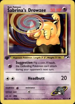 Pokemon Sabrina's Drowzee 92/132 Gym Heroes Common 1st Edition Near Mint - Image 1