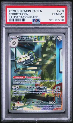 2023 POKEMON PAR EN-PARADOX RIFT ILLUSTRATION RARE #209 FERROTHORN PSA 10 - Image 1