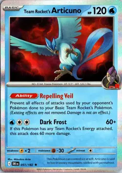 Team Rocket's Articuno 051/182 Rare Destined Rivals Pokemon Holo Near Mint - Image 1
