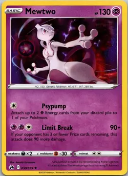Mewtwo 059/159 Holo Rare Crown Zenith Pokemon Holo Near Mint - Image 1