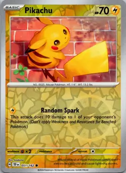 Pikachu 051/162 Common Temporal Forces Pokemon Near Mint - Image 1