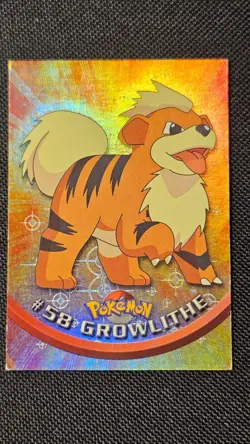 #58 Growlithe Topps Rainbow Foil Black Logo Pokemon TV Animation Edition - MP - Image 2