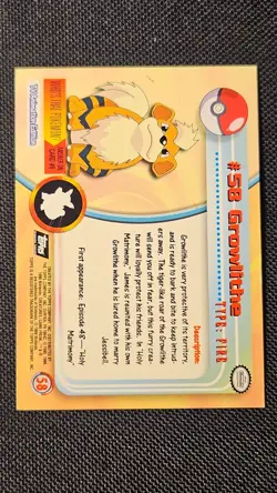 #58 Growlithe Topps Rainbow Foil Black Logo Pokemon TV Animation Edition - MP - Image 3