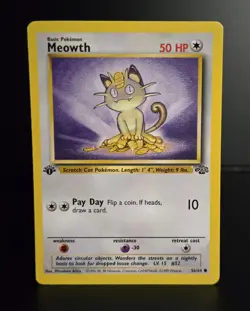 Pokemon TCG - MEOWTH - 1ST EDITION - 56/64 - WOTC - JUNGLE (1999) - VINTAGE - NM - Image 1