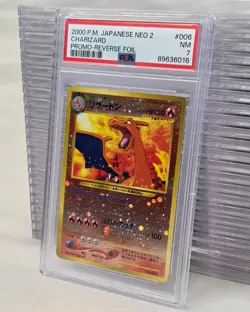 2000 Pokemon Japanese Neo 2 Charizard Promo #006 Reverse Foil PSA 7 - Image 2