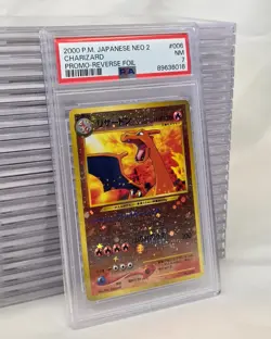 2000 Pokemon Japanese Neo 2 Charizard Promo #006 Reverse Foil PSA 7 - Image 3