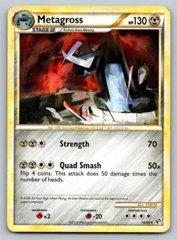 Metagross 18/90 Rare HGSS Undaunted Pokemon Heavily Played - Image 1