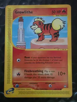 Pokemon TCG Aquapolis Growlithe 2003 Common 80/147 ereader - Image 1