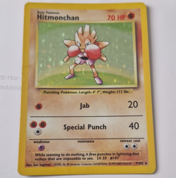 Hitmonchan 70 HP Holo Rare Pokemon TCG Card English Base Set Unlimited 7/102 - Image 1
